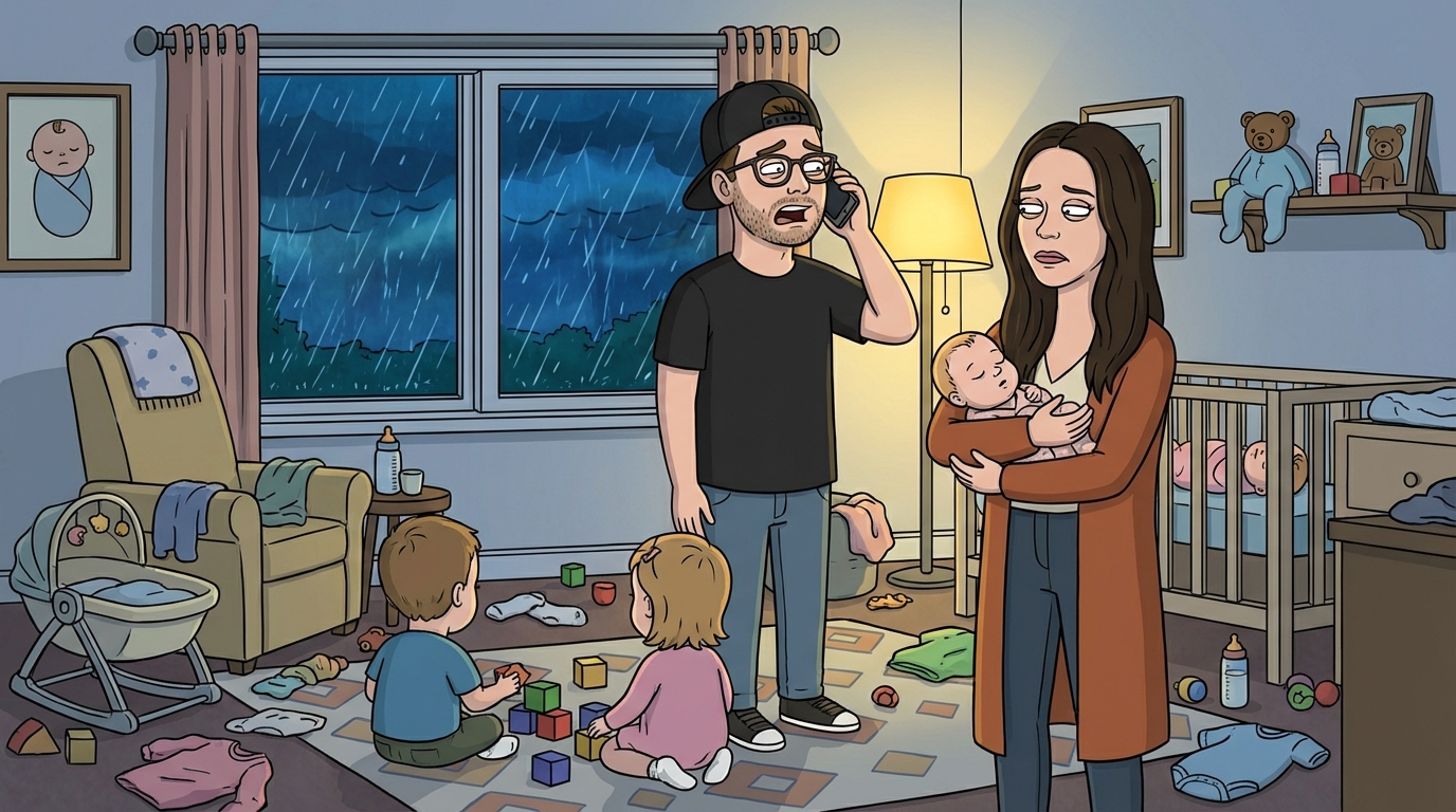 Paternity leave. Four kids. The phone rings.